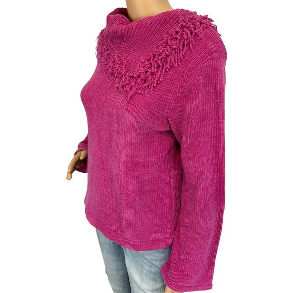 2/$15 Good Clothes Fringe Scarf Chenille Sweater Pink Cowl Neck Petite Size PM - Picture 4 of 11
